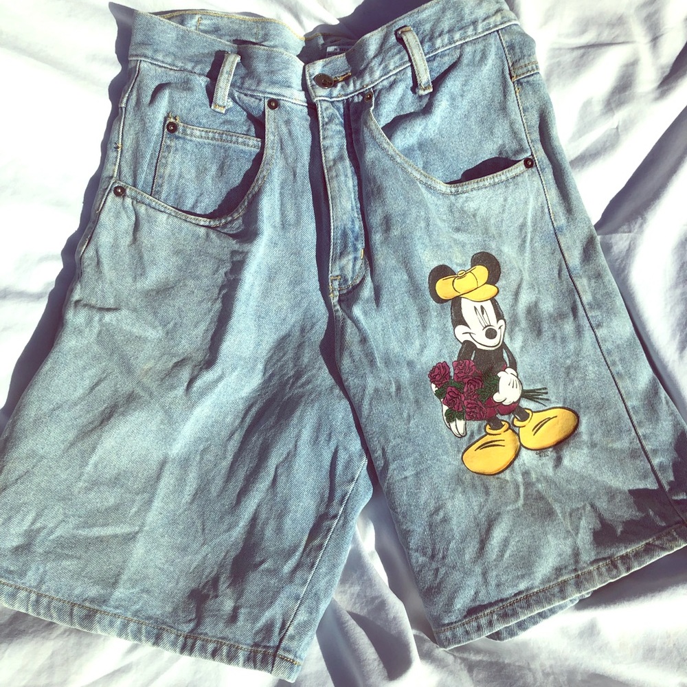 Vintage Mickey Mouse 90’s style Jean shorts